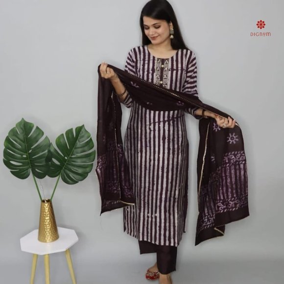 DIGNUM Other - Beautiful Rayon Striped Pattern Kurta Pant and Dupatta